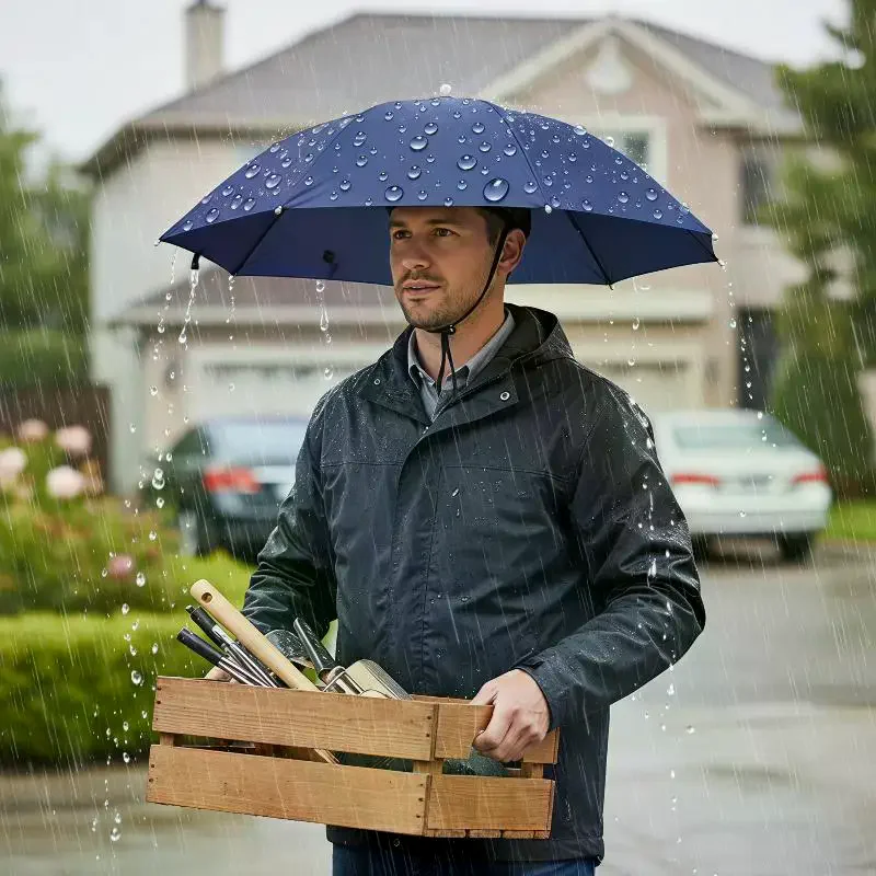 Chapeau parapluie portable mains libres avec résistance aux UV et conception imperméable, parfait pour la randonnée, la pêche, le jardinage et le camping