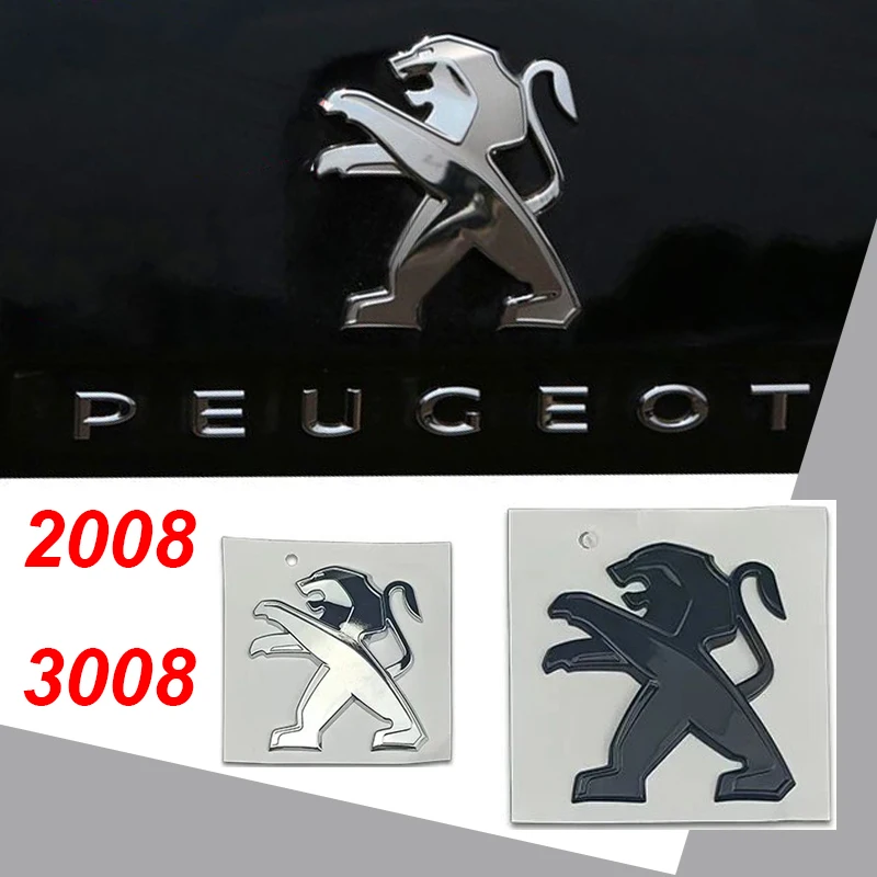 Image of ABS Auto Front- und Heck-Logo-Emblem-Aufkleber für Peugeot 2008 3008 2021 2022 2023 Auto-Kühlergrill-Kofferraum-Abzeichen-Abdeckung Außendekoration