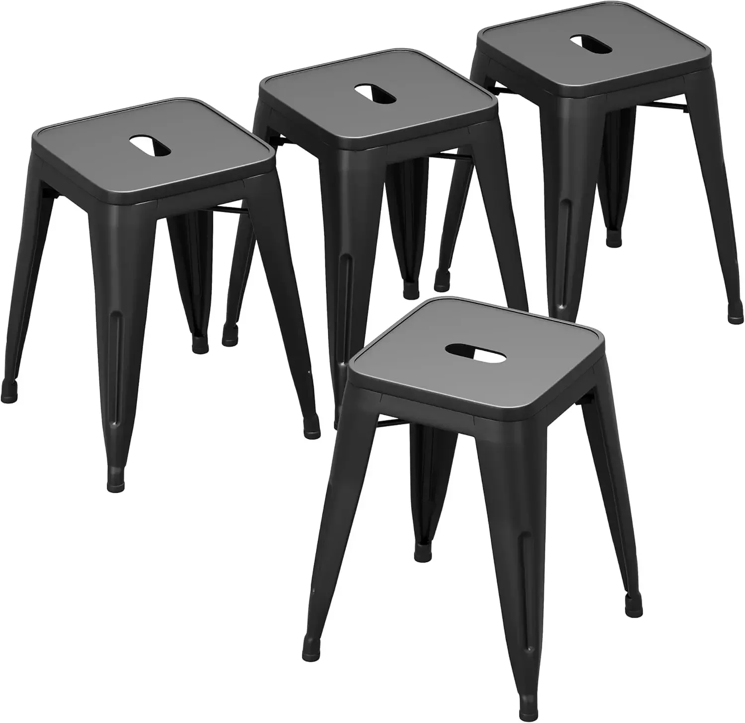 18 Inch Stools Backless Industrial Metal Bar Stool Short Stackable Classroom Stools Metal Dining Chairs (18 inch, Matte Black)