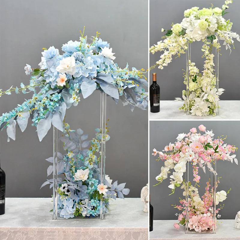 Clear Flower Vase for Wedding Decoration, Table Centerpiece, Vintage Floral Stand, Columns for Marriage, 10Pcs