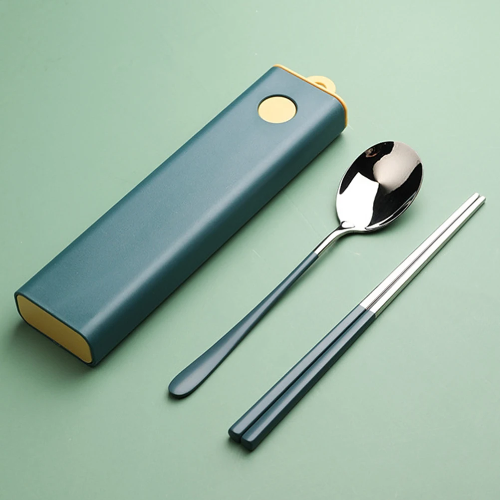 

304 Stainless Steel Cutlery Set Tableware Kit Reusable Portable Spoon Chopsticks Combo for Family Restaurant Camping Picnic