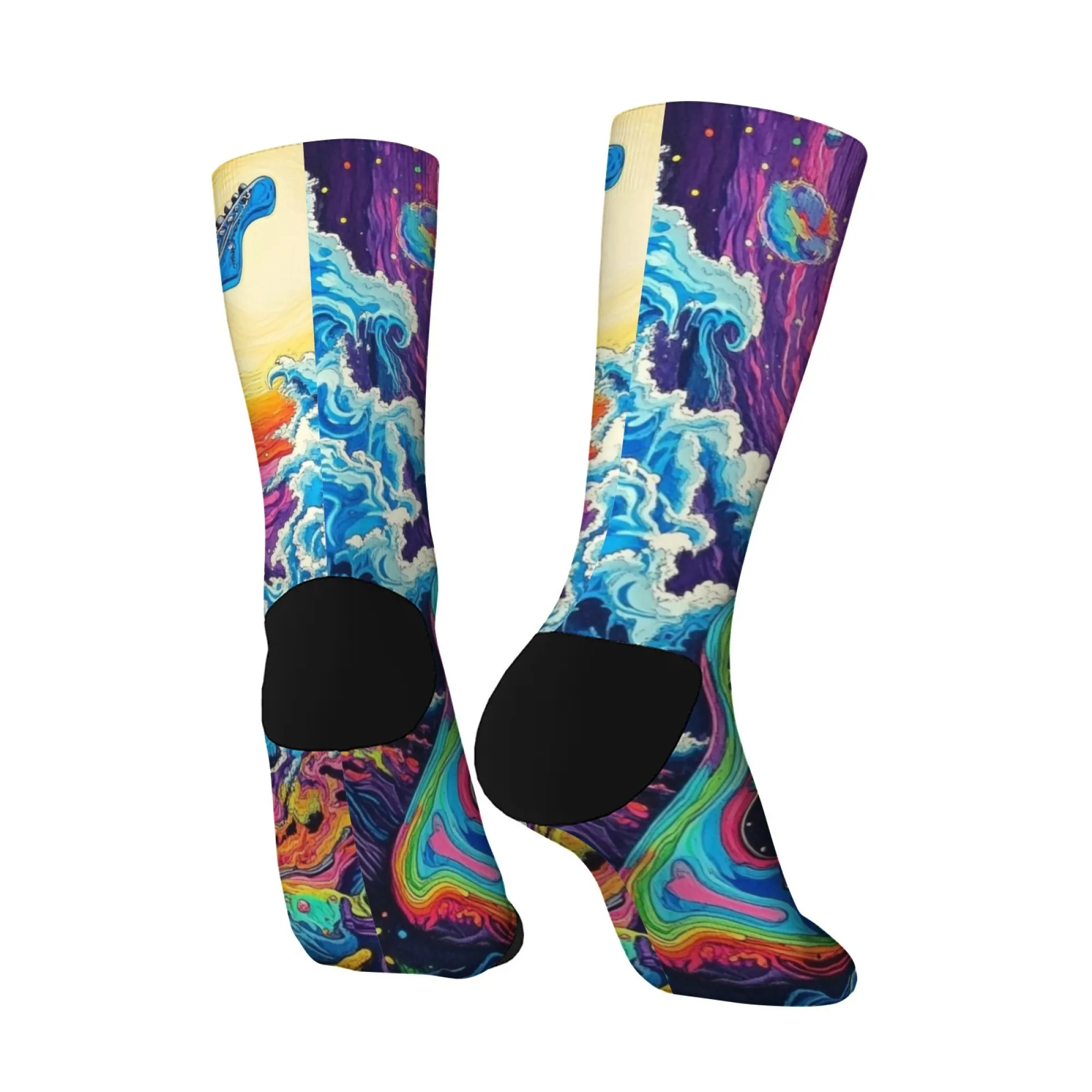 الجدة مخدر الغيتار جوارب مضحكة نمط المتناثرة مريحة عارضة أزياء الرجال الجوارب مجنون روك الشارع الهيب هوب الجوارب #4