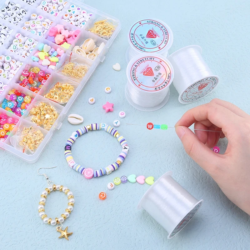 Multi-Size 0.2-0.8mm Nylon Beading Thread 1/5Roll Non-Elastic Fishing Cord for DIY Jewelry Bracelet Craft Supplies Wholesale