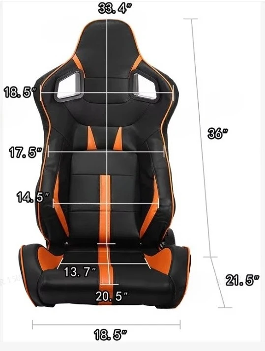 Universal Racing Bucket Seats Black PVC Leather Body with Double Slider Reclining Feature Modified Car Seats
