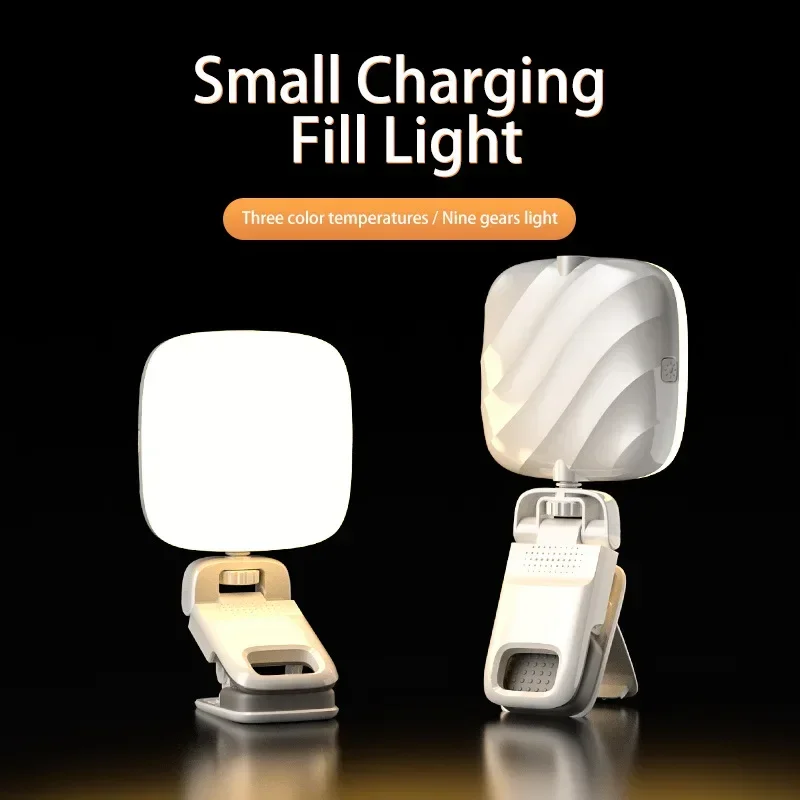 Pocket LED Selfie Fill Light 3 Colors 360° Adjustable Clip On Phone Laptop Flash Light for Vlog Live Streaming Video Recording