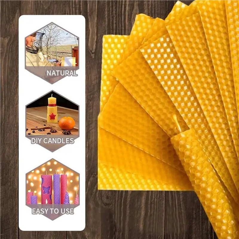 A93Z 30 Pieces 100% Natural Beeswax Candle Making Kit, Honeycomb Texture DIY Beeswax Candle Craft Set