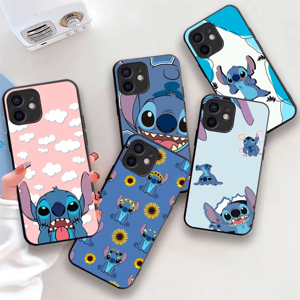 Flexible TPU Case For iPhone X XS 7 8 11 14 15 Plus Pro Max WX-14 Cute Stitch