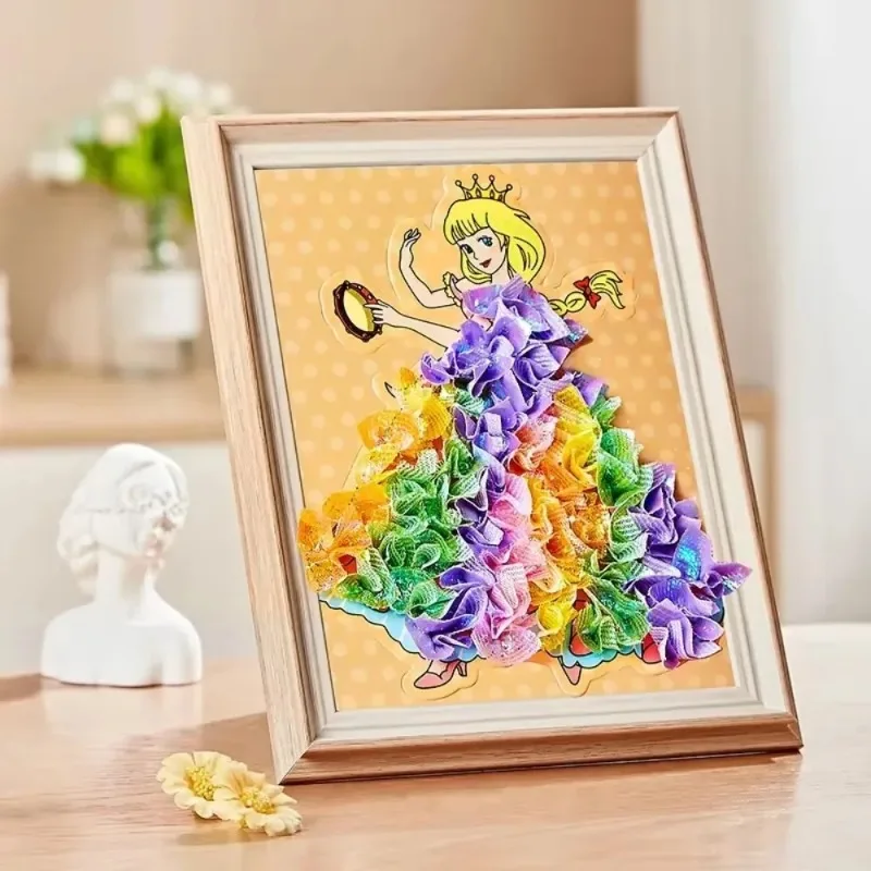 Giocattoli Artigianali per Bambini con Adesivi da Dipingere, Arte per Bambine, Pittura Fai-da-Te, Giocattolo Magico Fatto a Mano per Vestire la Principessa, Regalo per Bambini