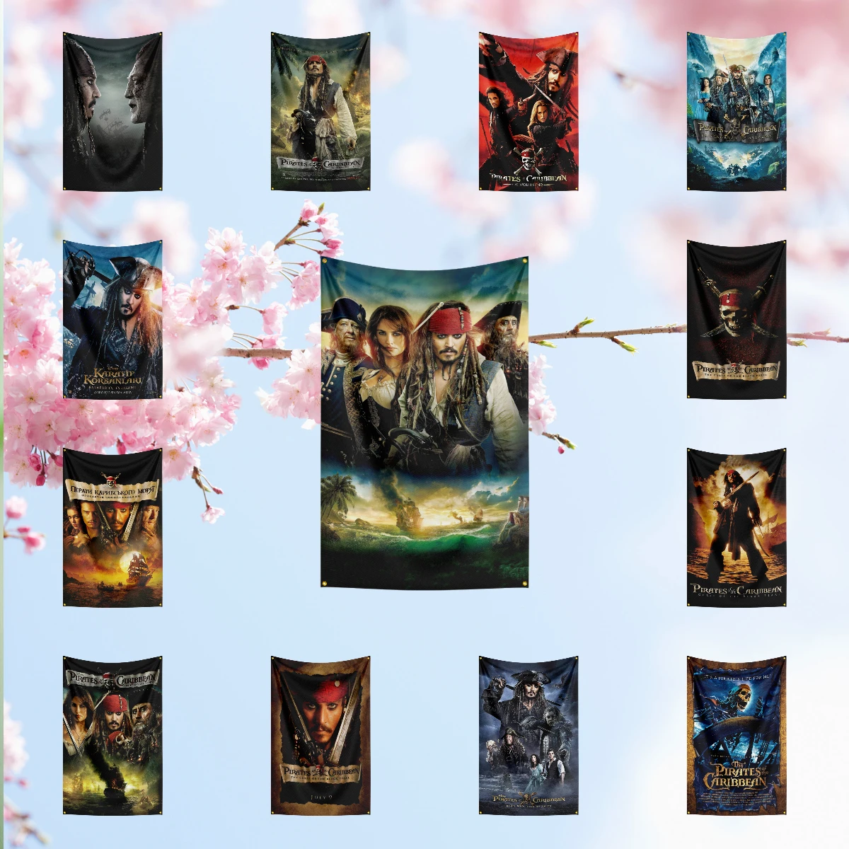 Pirates of the Caribbean Flag Poster Flag Wall Hanging Tapestry Double Penetration for Room Decor Dormitory Decor