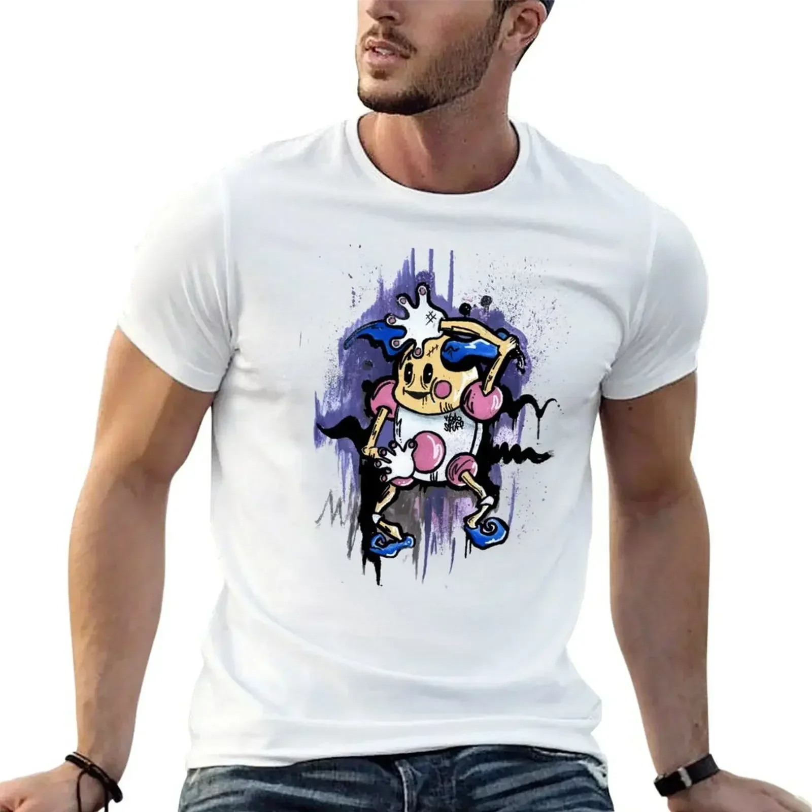 T-shirt Mr Mime personnalisé, haut d'été pour garçons, imprimé animal, t-shirts graphiques pour hommes