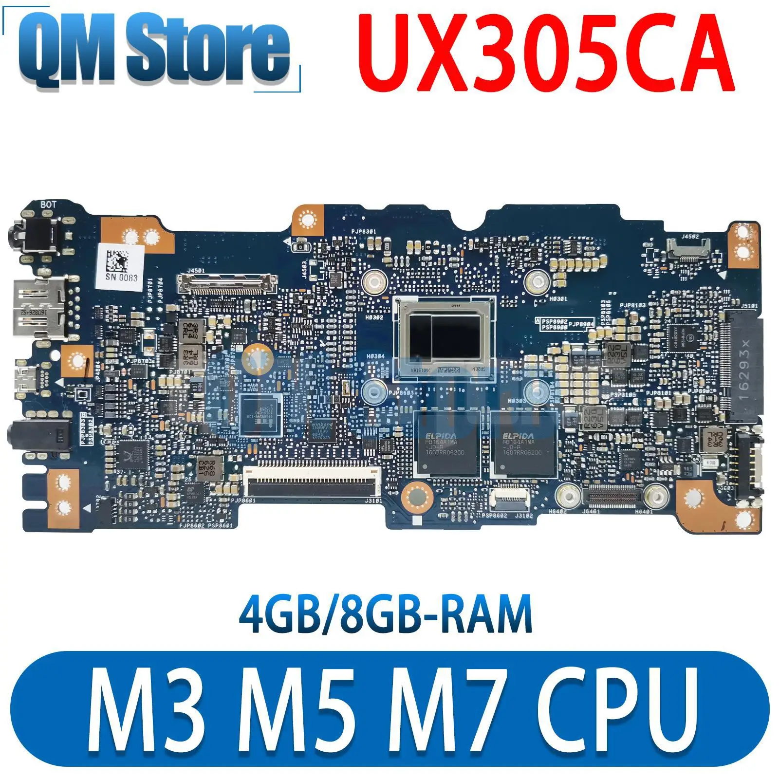 UX305C Mainboard For ASUS Zenbook UX305CA U305CA Laptop Motherboard M3 M5 M7 4G/8G-RAM Notebook MAIN BOARD