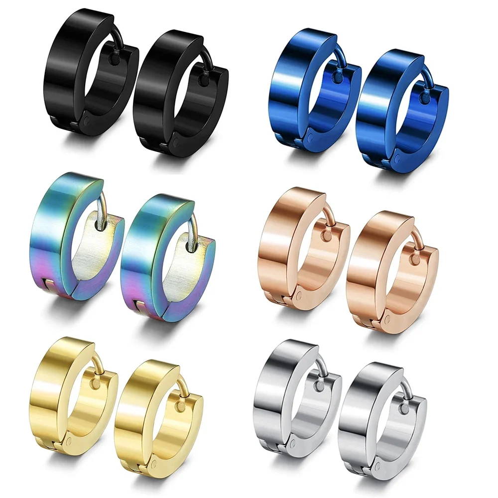 1pair Anti-allergic Titanium Steel Earring Punk Rock Stud Earrings Men Fashion Jewelry Women Small Circle Round Stud Earrings