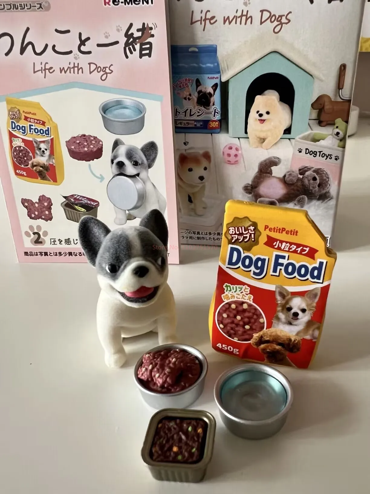 Novo genuíno re-ment uma vida maravilhosa para cães de estimação caixa cega brinquedos kawaii modelo colecionável ornamentos presente de natal