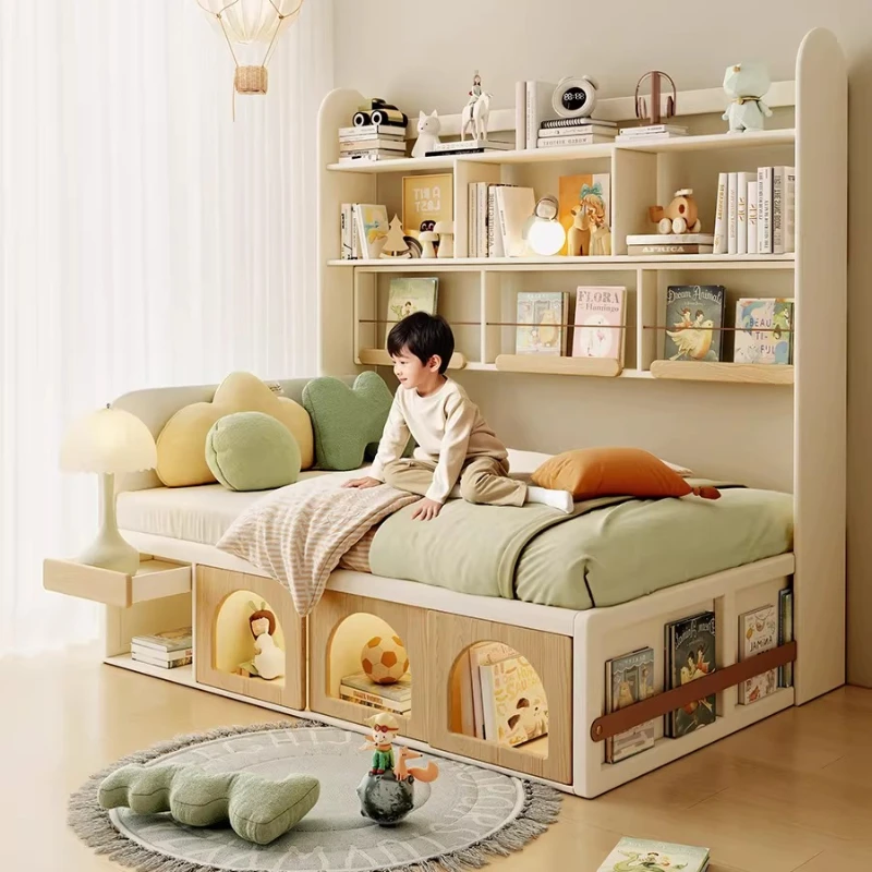 

Boys and Girls Tatami High Box Bed Storage Children's Room Furniture Solid Wood Bed