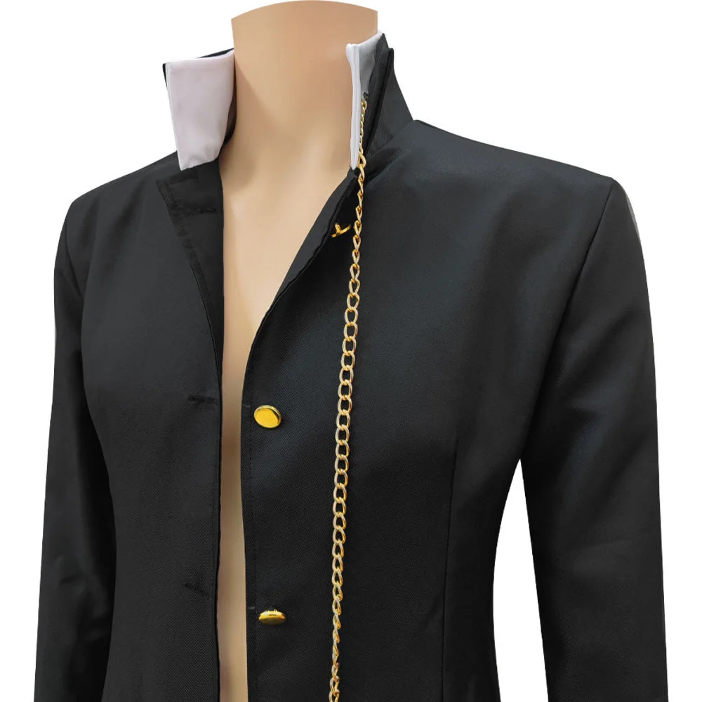 JoJo Bizarre Adventure Jotaro Kujo Costume Cosplay giacca cappotto nero abiti da festa di Halloween