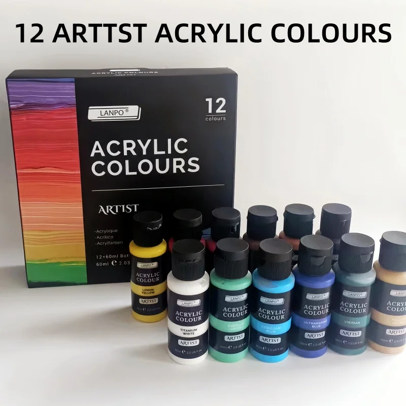 

60 мл, 12 цветов, 24 цвета, 36 цветов, акриловая краска, разноцветная акриловая краска для художника, акриловая краска внутри фотоэлемента