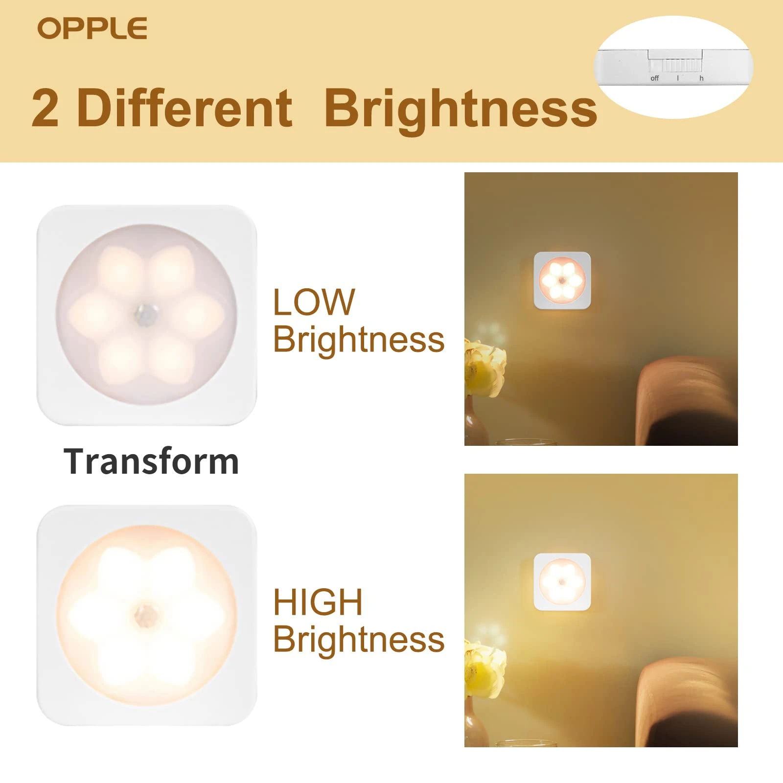 OPPLE Wireless Smart Motion Sensor Night Lamp Floral Bedroom Decor Magnetic Children's Gift Decoration White Led Night Light
