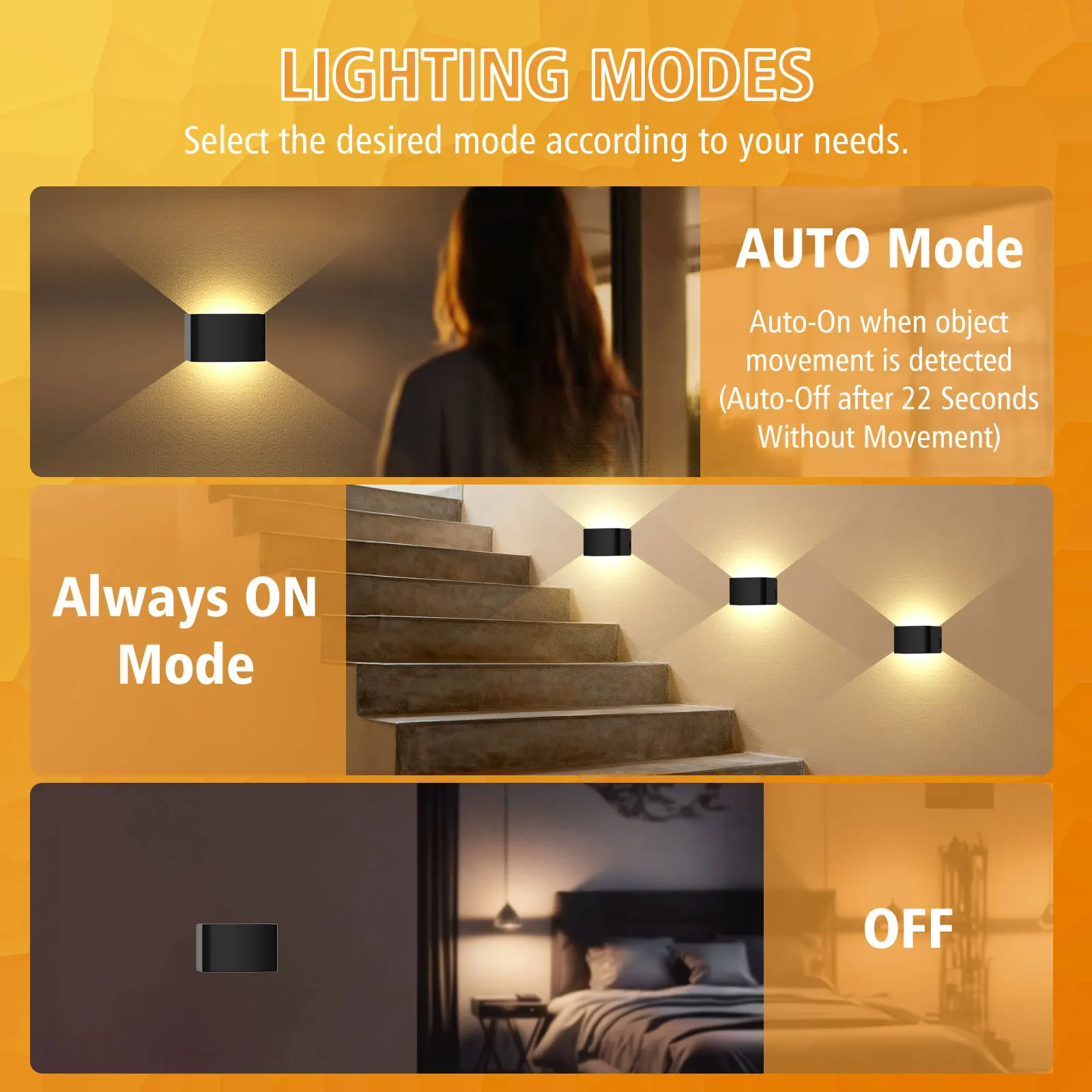 Lámpara de pared interior recargable hacia arriba y hacia abajo con sensor de movimiento lámpara de pared inalámbrica LED blanca cálida con control remoto