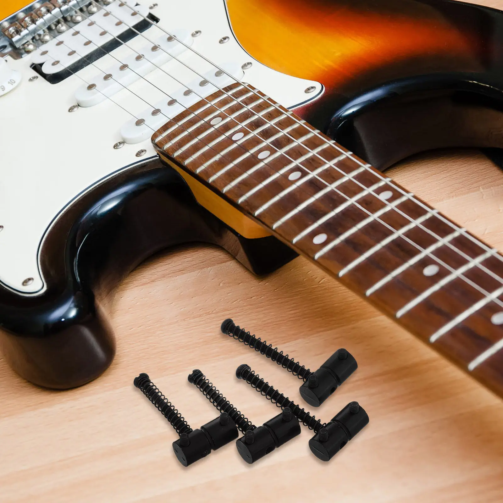 4Pcs Bass Bridge Saddle Silver Metal Replacement Parts Electric Guitar Bridge Saddles Adjustable Intonation Tailpiece Guitar