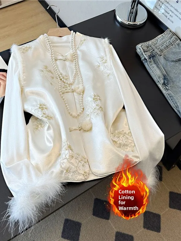 

Новый китайский жилет из меха норки с вышивкой в стиле пэчворк, круглый теплый женский топ на хлопковой подкладке Ne Svel