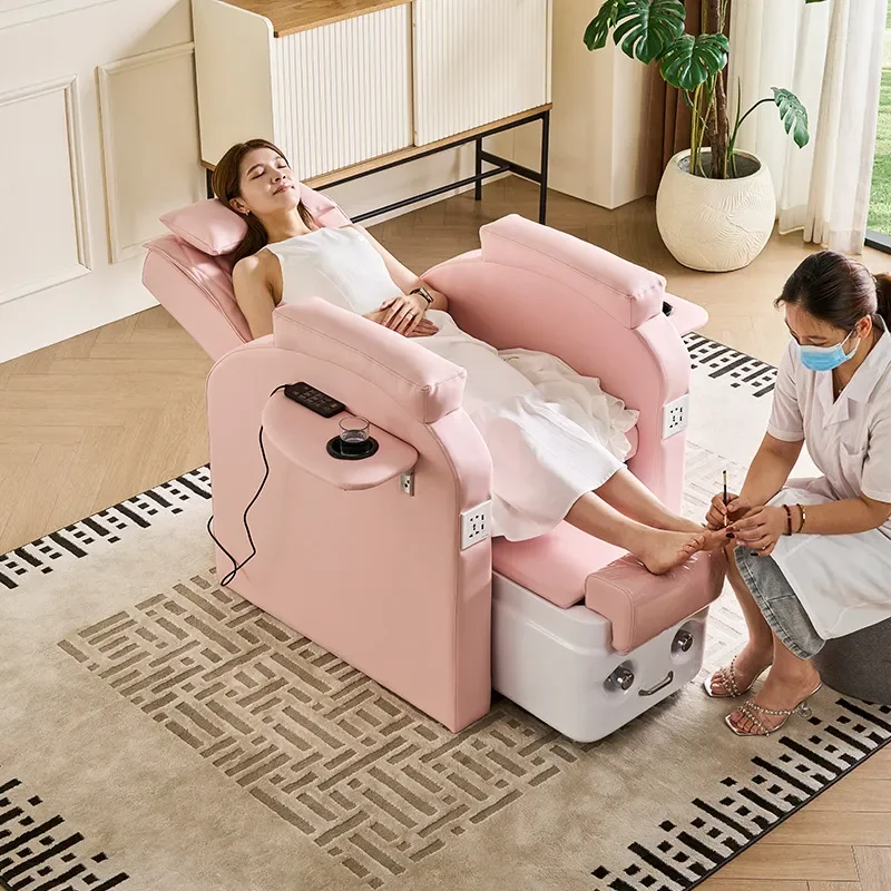 for Electric Nail Salon Sofa Manicure Pedicure Chair Reclining Massage Foot Soaking Spa Beauty Eyelash Extension Couch