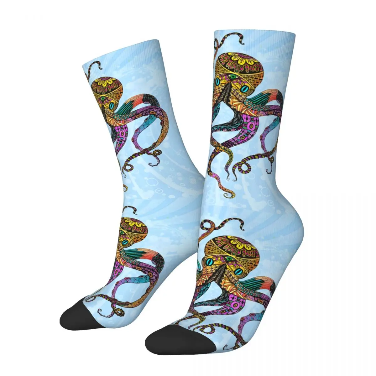 Funny Men's Socks Electric Octopus Retro Hip Hop Crazy Crew Sock Gift Pattern Printed