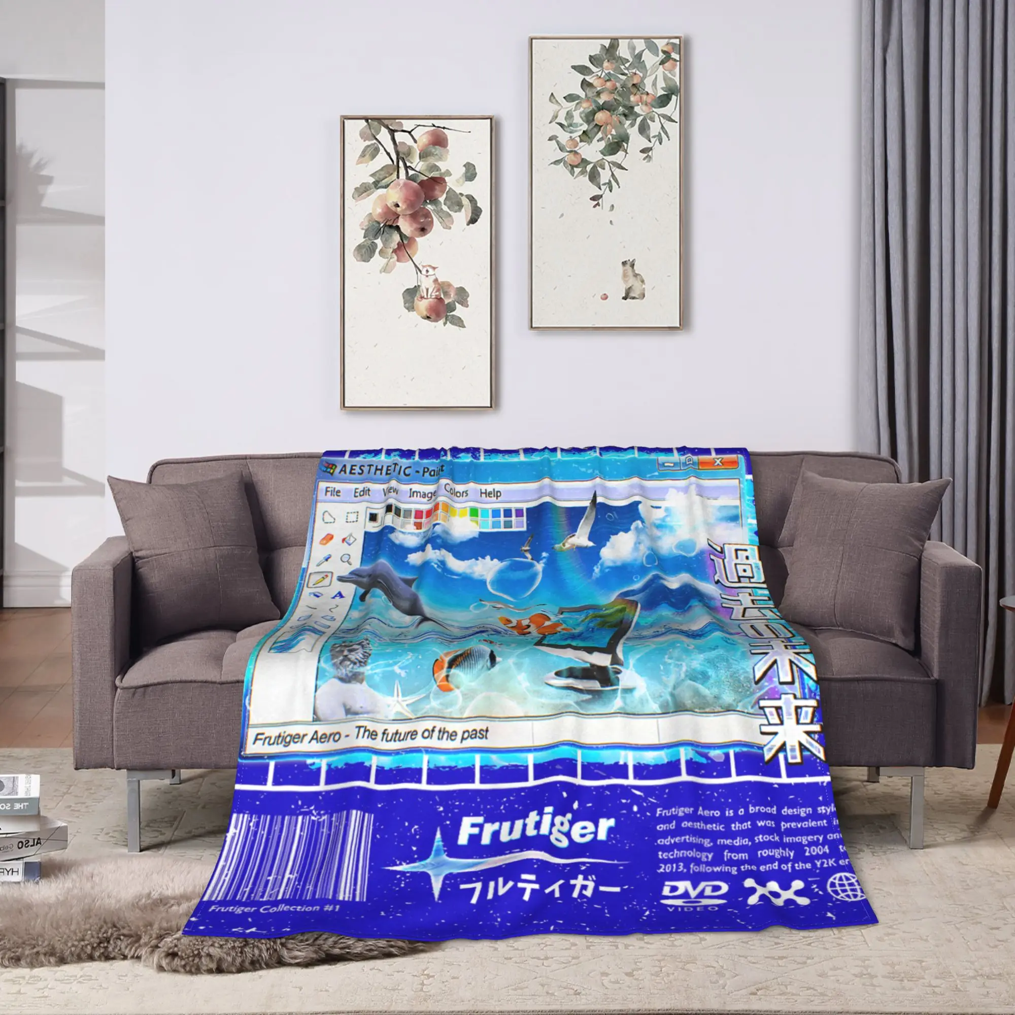 Frutiger Aero Fashion Collection Blanket Warm Soft Fluffy Plush Throw Blanket For Bedroom Travel Flannel Bedspread Bed Cover