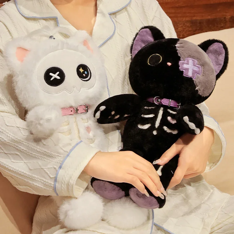 Kawaii Black Skeleton Cat Plush Toy Creative Stuffed Animal