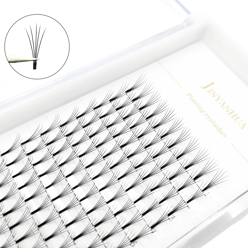 JINYANHUA 4D 5D 12Rows Premade Russian Volume Fans Camellia Eyelashes Mink Premium Lash Pre Made Individual Eyelash Extensions