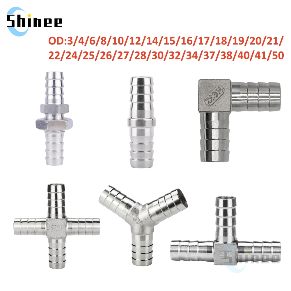 Hose Barb 304 Stainless Steel Hose Tail Barb Connectors 6mm 8mm 10mm 12mm T Type Y Type Pipe Fitting Pagoda Tail Barb Connector