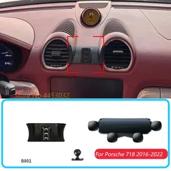 Car Phone Holder For Porsche 718 2016-2022 Gravity Stand Mount Support Horizontal GPS Mobile Bracket Accessories With Base