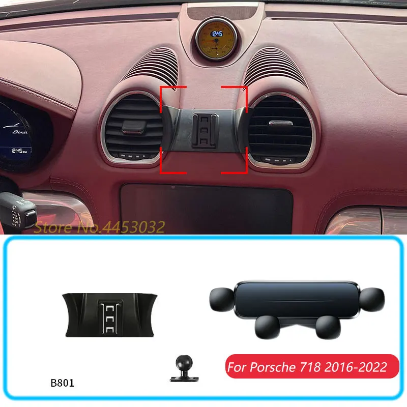 Samochodowy uchwyt na telefon do Porsche 718 2016-2022 Grawitacyjny uchwyt do montażu na stojaku Poziomy uchwyt mobilny GPS Akcesoria z podstawą