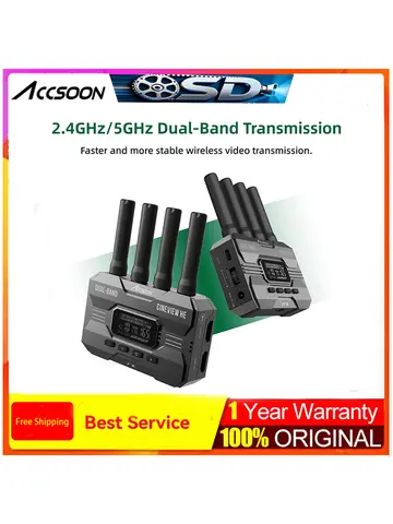 Accsoon Système de transmission vidéo sans fil CineView HE, récepteur vidéo HDMI, portée de 1200 pieds, faible latence de 60 ms, 1080p60fps