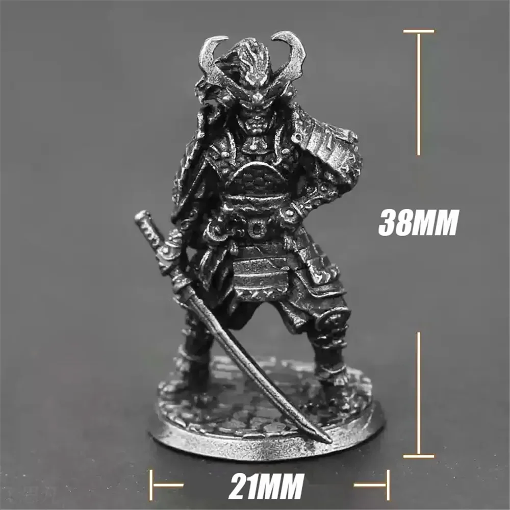 Vintage Copper Japanese Shogunate Samurai Soldier Figurines Miniatures Metal Soliders Model Statue Desktop Ornament Decoration