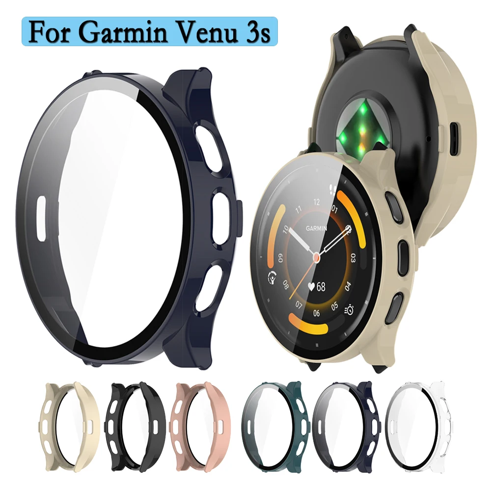 For Garmin Venu 3s Watch Case PC Shell With Tempered Glass Hard Cover With Screen Protector Full Watch Decoration