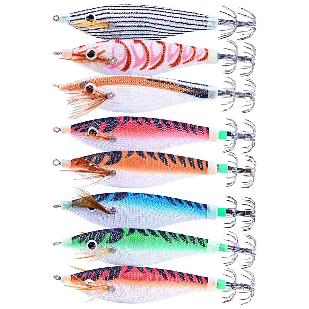 Shrimp Bait Sharp Hook, Streamlined Design, Artificial Lure, Wood, Squid Jigging for Sea Fishing, 10cm, 9.6g