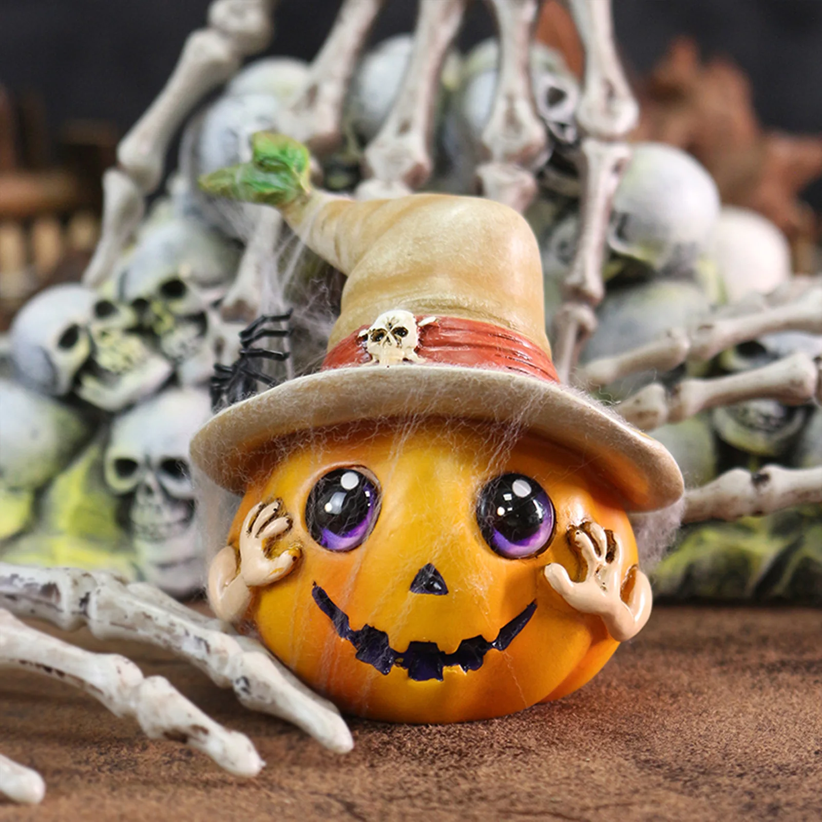 

2025 Halloween Decoration Pumpkin Cartoon Pointy Hat Pumpkin Elf Resin Sculpture For Desk Fireplace Garden Party Decor Ornaments