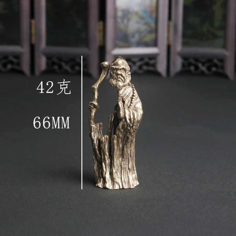 Vintage Brass Zen Master Dharma Statue Desktop Ornament Sculpture Craft Collectible Antique Bronze Ware Wholesale