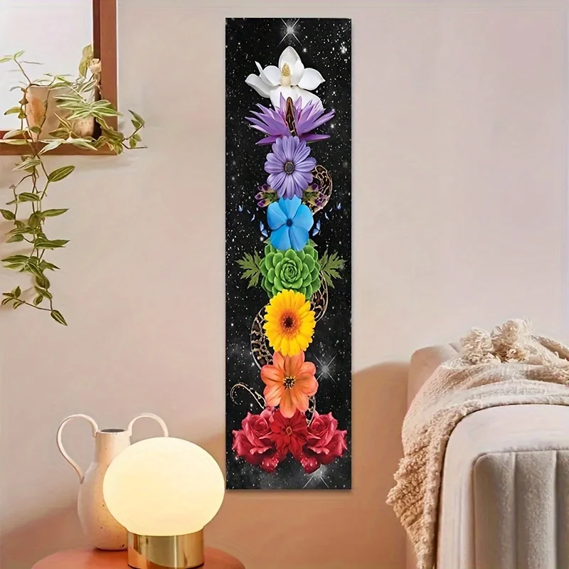 VIKAMA Seven Chakras Flower Tapestry - Starry Sky Mandala Wall Hanging, Bohemian Art Cloth, Psychedelic Decor for Dorm