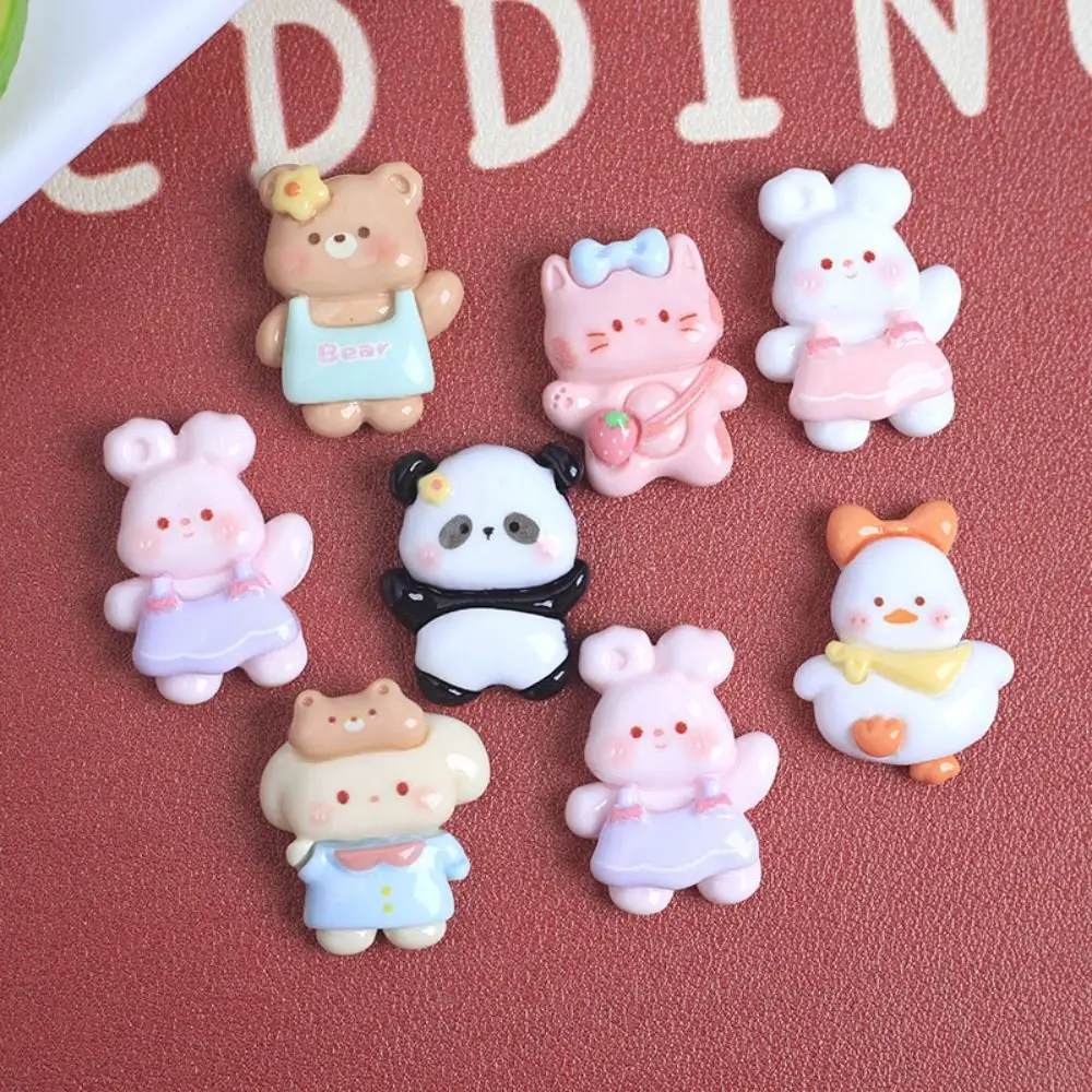 20pcs Cartoon Animal Resin Slime Charms Bottle Sticker Flatback Phone Case Decor Hair Clip Cute for Croc Shoes Accessories
