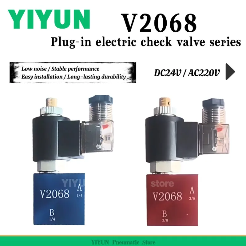

YIYUN, гидравлический резьбовой электромагнитный клапан, нормально закрытый, удерживающий клапан давления V2068, готовый клапан, DC24, AC220