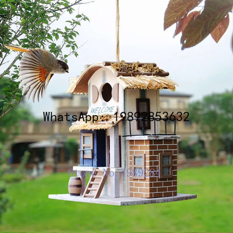 

Bird house Bird nest villa Handmade wood Creative and cute Home outdoor decorations Forest Park Wild bird house protection