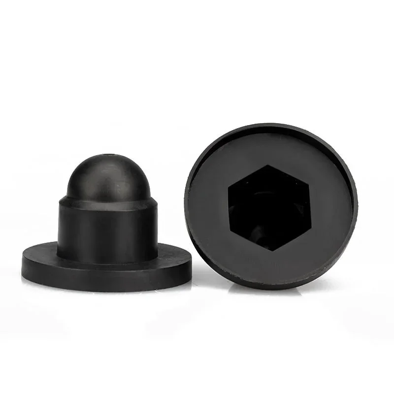 20p PE Bolt Cover Screw Caps Hex Cap Dome Plastic Bolt Nut M8 M10 M12 Black Nylon Insert Locknut Anti-Rust Protector Cover