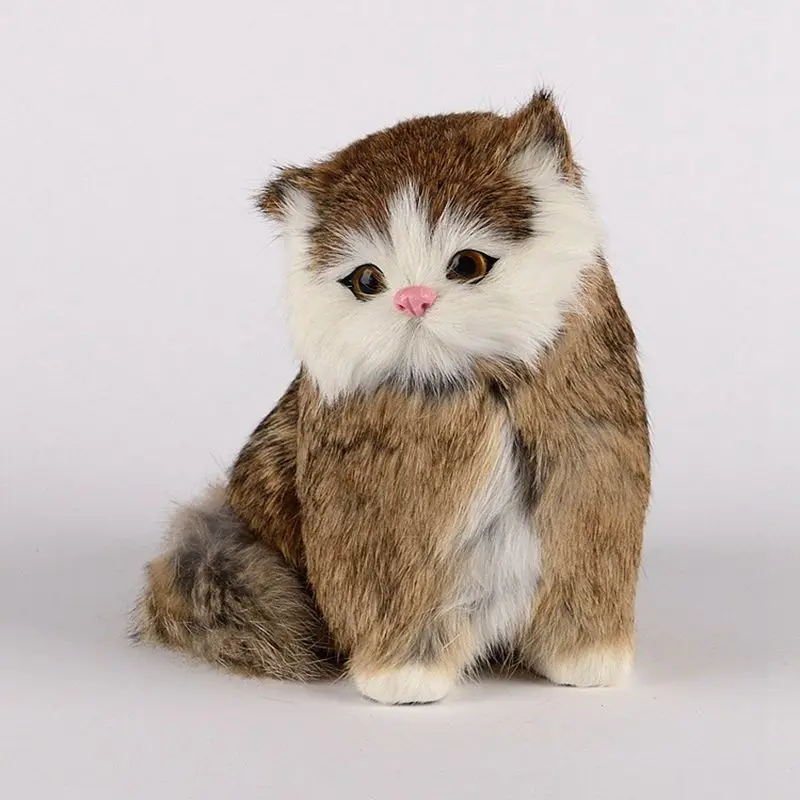 lovely real life khaki cat model plastic&fur Handicraft cat doll home decoration doll gift about 16x12cm