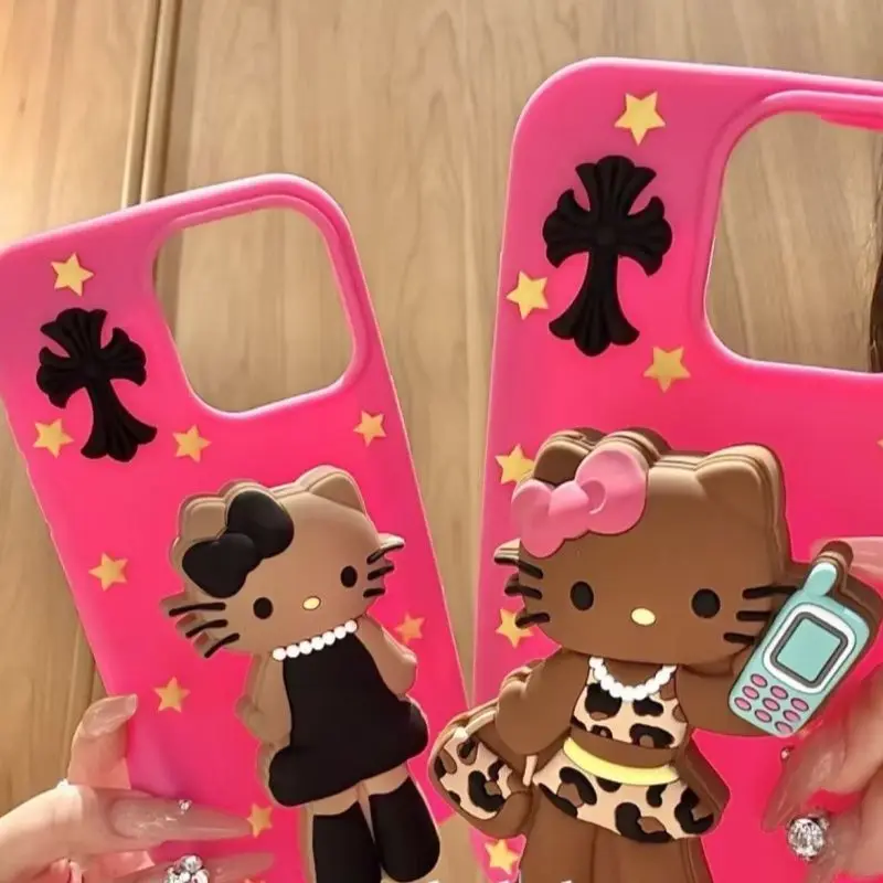 

Kawaii Hello Kitty Sanrio Student Cute Cartoon iPhone Protective Case Mobile Phone Holder Decoration Birthday Gift for Kids