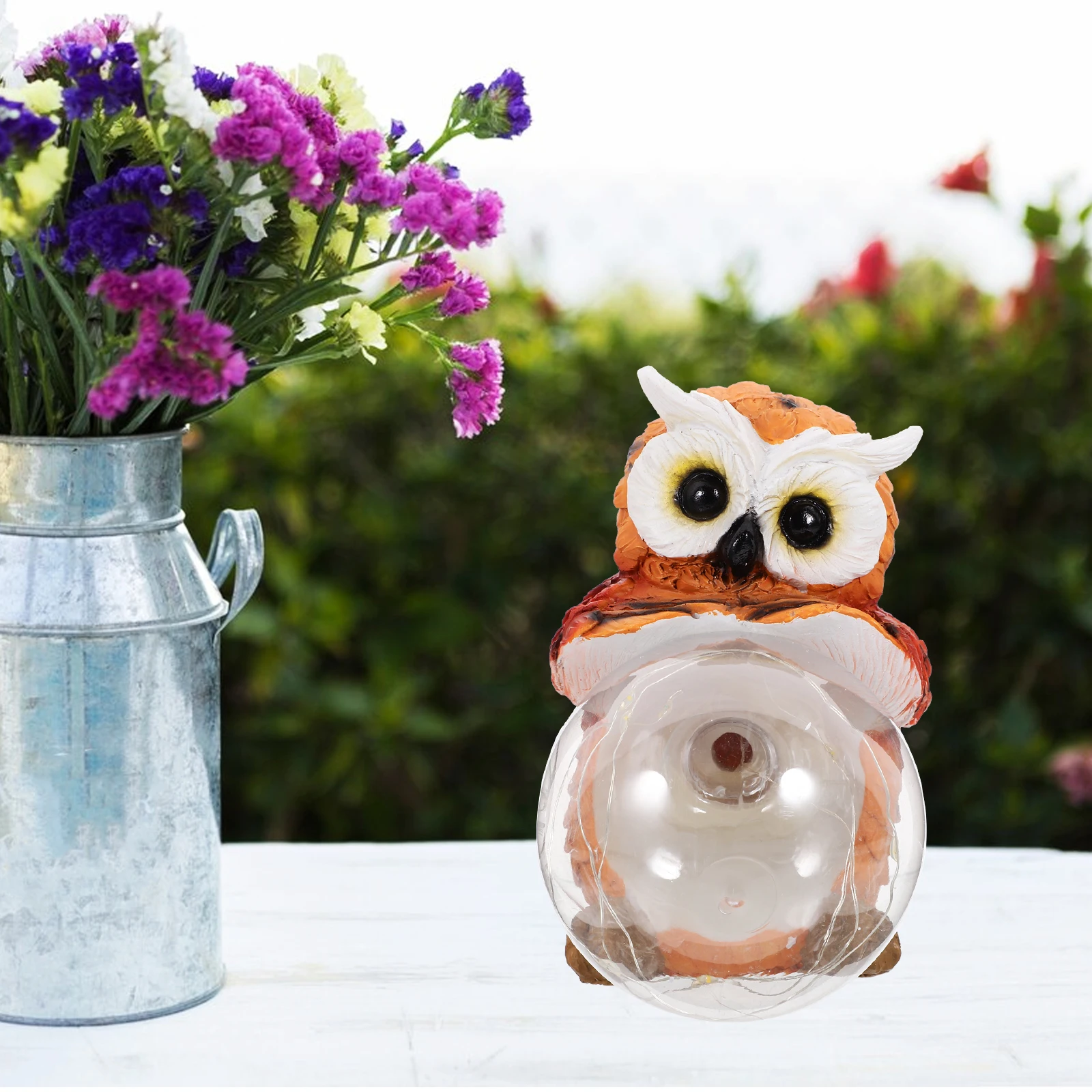 

Solar Owl Holding Lamp Resin Craft Animal Statue Home Decor Modern Style Garden Light Solar Powered LED