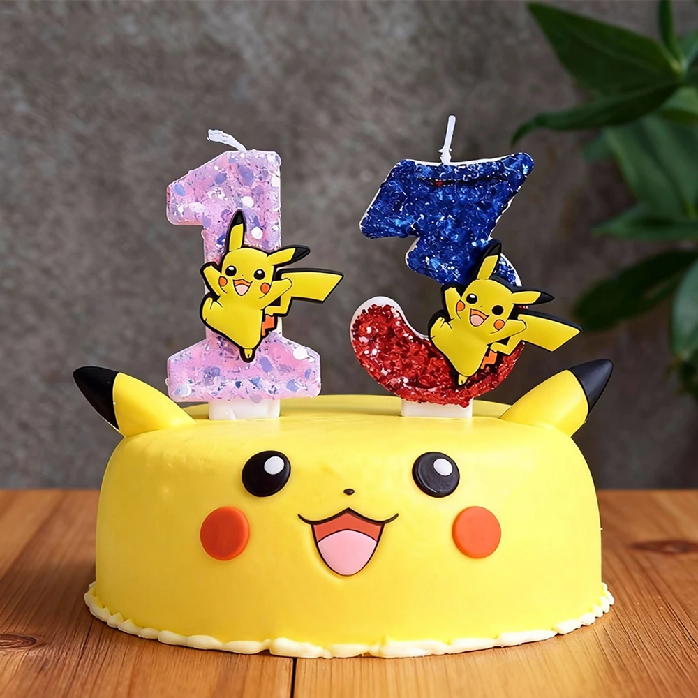 Kawaii Pokemon-Themen-Geburtstagskerze, Anime-Cartoon-Kuchenaufsatz, Ornament für Kindergeburtstag, Party, Feier, Dekorationszubehör