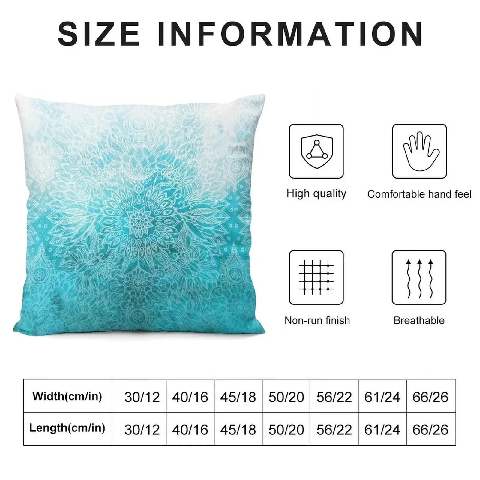 Fade to Teal - watercolor + doodle Throw Pillow Decorative Cushion luxury home accessories pillow