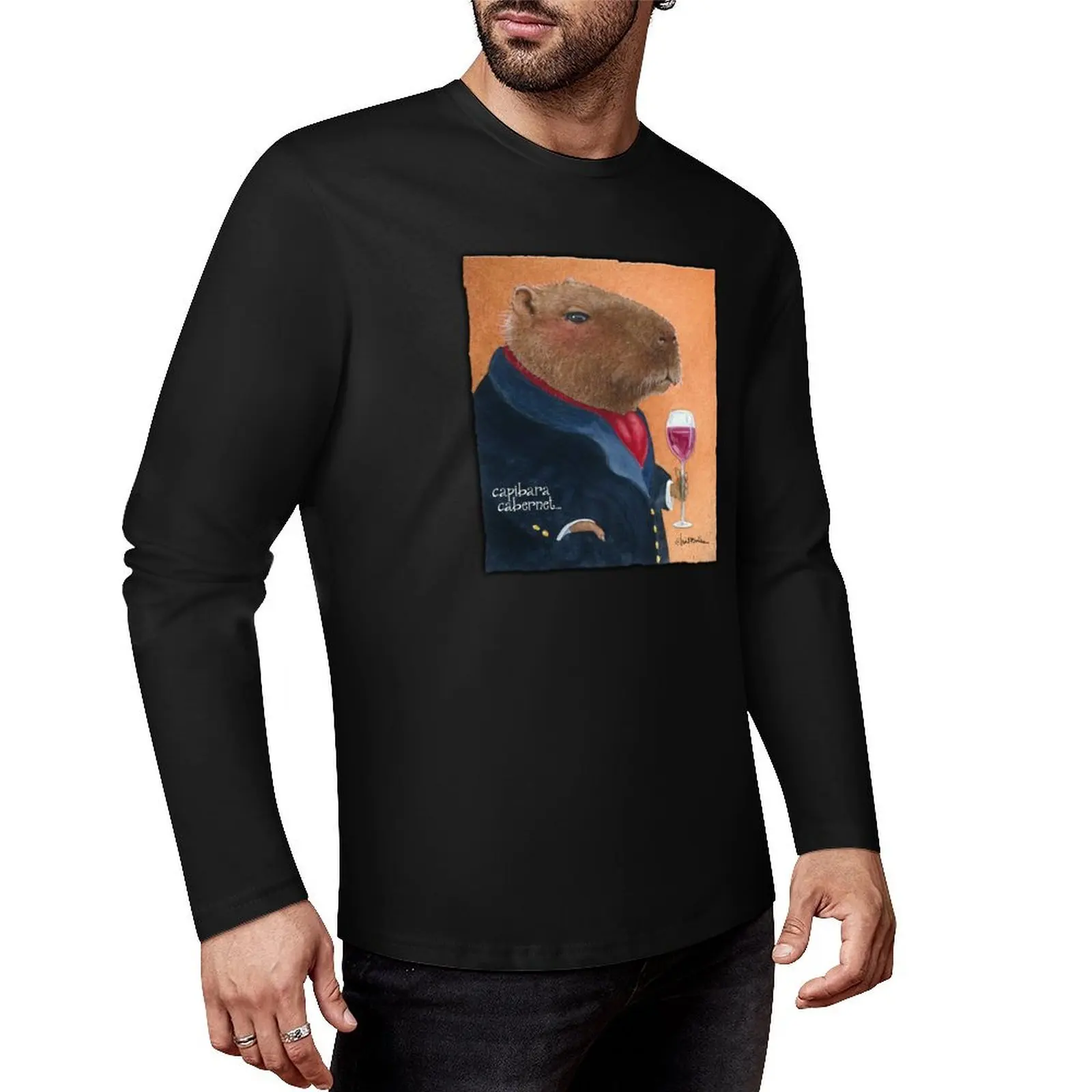 capybara cabernet... Long T-Shirt anime cute clothes sublime t shirt graphic t shirts mens t shirts casual stylish