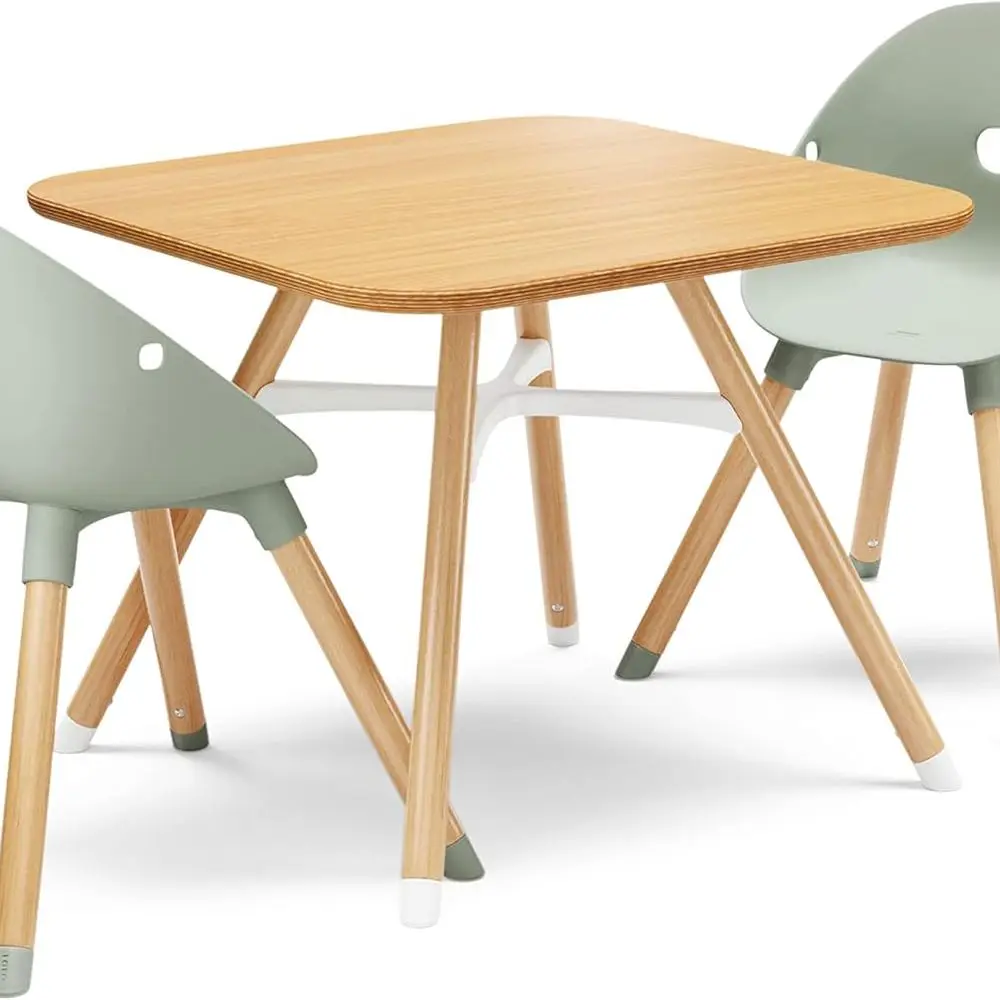 

Eco-Friendly Wooden Kids Table and Chairs Set with Non-Toxic Bucket Seats - Natural/Sage